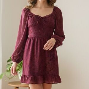 Hollister Deep Red Long Sleeve Dress